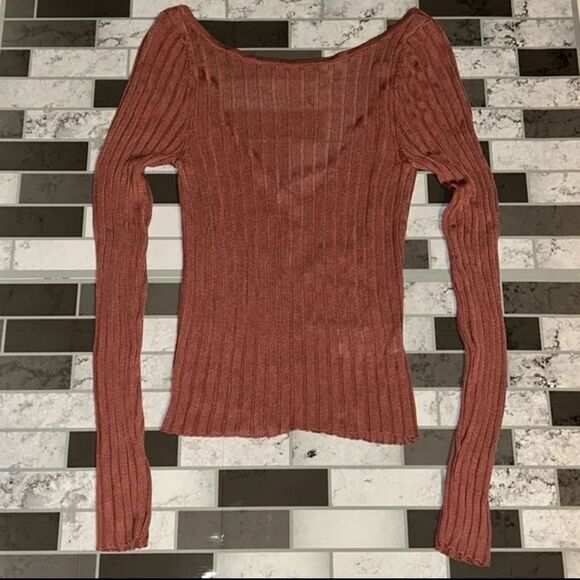 NWOT Free People Hits Different Lace-Up Top in Rusted Coral Sz S - Picture 8 of 12